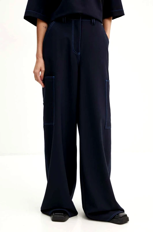 Sunnei Παντελόνι από μείγμα μαλλιού Sunnei χρώμα: ναυτικό μπλε, RTWWBOT002