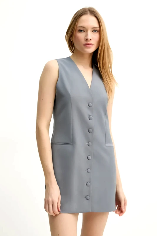 Remain Φόρεμα από μείγμα μαλλιού Remain χρώμα: γκρι, 5026243046