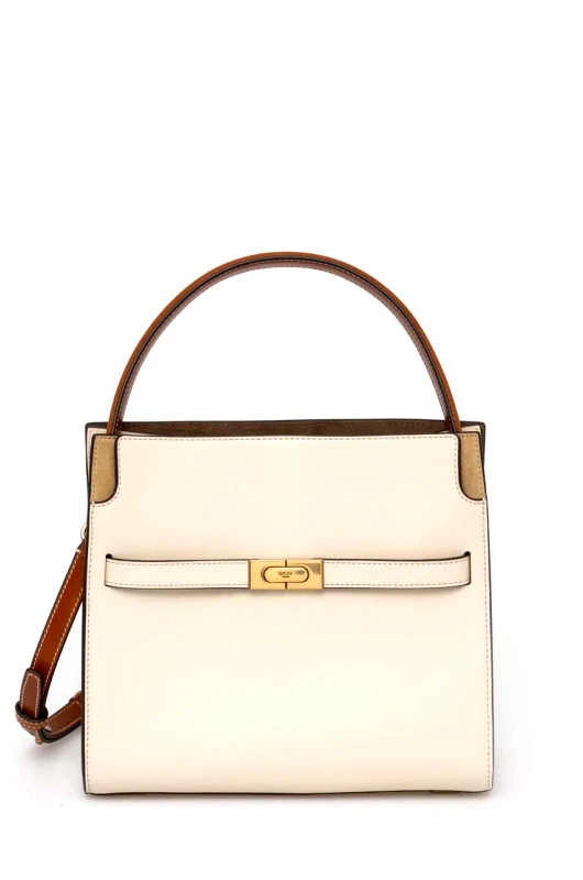Tory Burch Δερμάτινη τσάντα Tory Burch CN Lee Radziwill Small Double χρώμα: μπεζ, 158641.122 158641.122