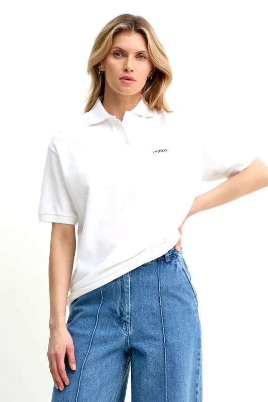 2NDDAY Βαμβακερό μπλουζάκι πόλο 2NDDAY Aralena χρώμα: μπεζ, 2252248329