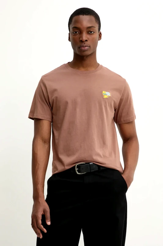 Solid Βαμβακερό μπλουζάκι Solid OWENS ανδρικό, χρώμα: καφέ, 21108510.181314