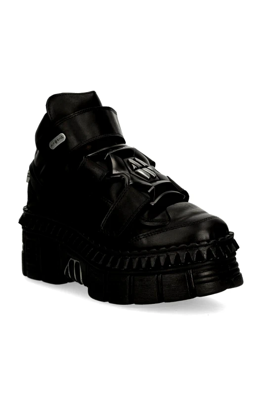 New Rock Δερμάτινα αθλητικά παπούτσια New Rock CRUST NEGRO NEGRO + TOWER CASCO NEGRO χρώμα: μαύρο, M-WALL285-S3