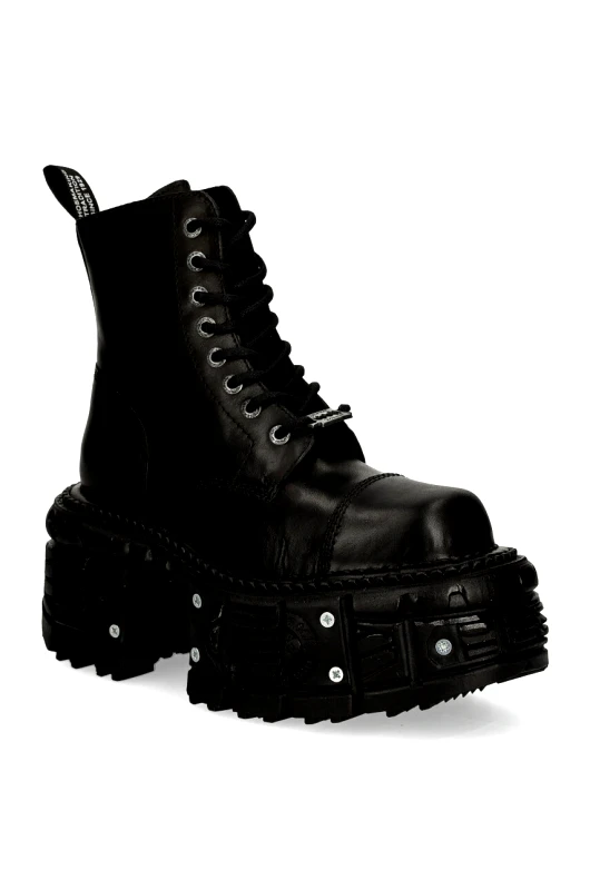 New Rock Δερμάτινα workers New Rock CRUST NEGRO IMPERFECT TANK NEGRO TORNILLOS χρώμα: μαύρο, M-TANK083-C1