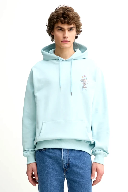 Drôle de Monsieur Βαμβακερή μπλούζα Drôle de Monsieur Le Hoodie Vase χρώμα: τιρκουάζ, με κουκούλα, F-HO174-CO127-LBE