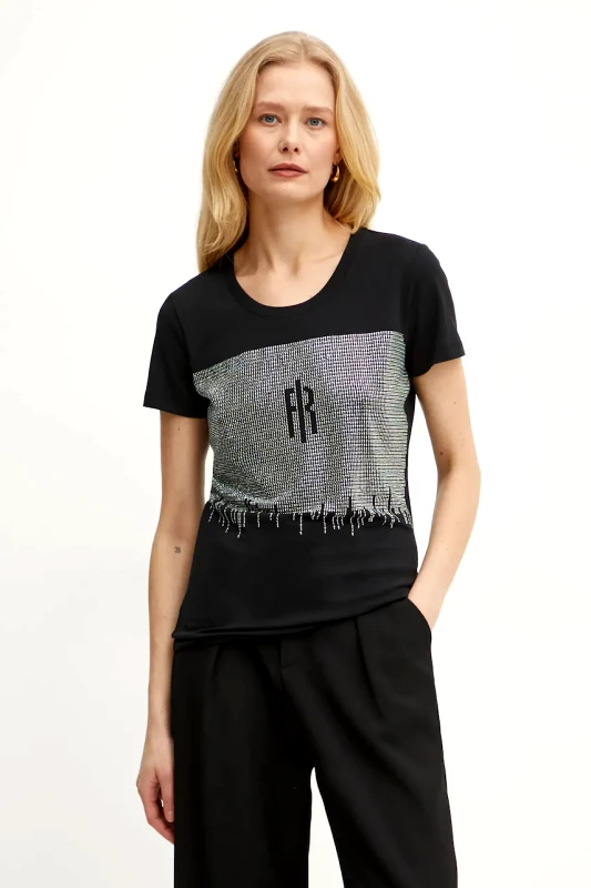 Fracomina Μπλουζάκι Fracomina χρώμα: μαύρο, FP25ST3002J449N4