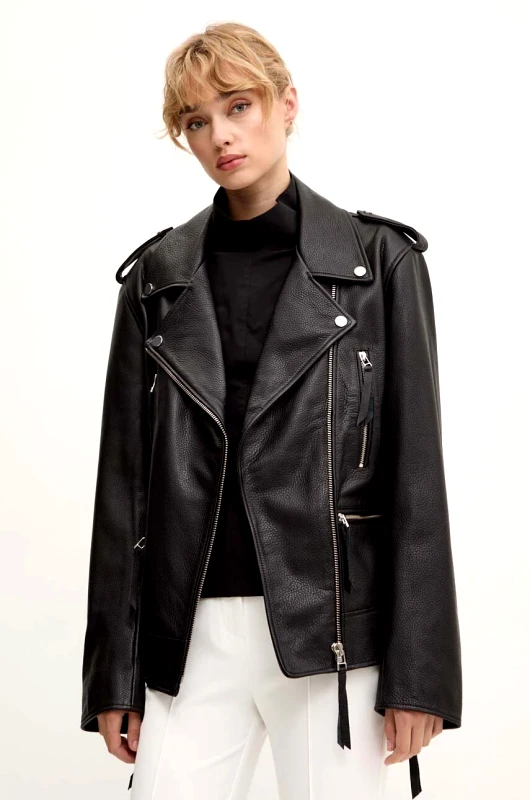 Remain Δερμάτινo jacket Remain Biker Leather Jacket γυναικείο, χρώμα: μαύρο, 502123100