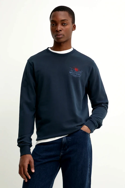 Solid Βαμβακερή μπλούζα Solid ORMAN χρώμα: ναυτικό μπλε, 21108522.194010