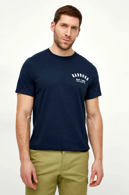 Barbour Βαμβακερό μπλουζάκι Barbour ανδρικά, χρώμα: ναυτικό μπλε MTS0502