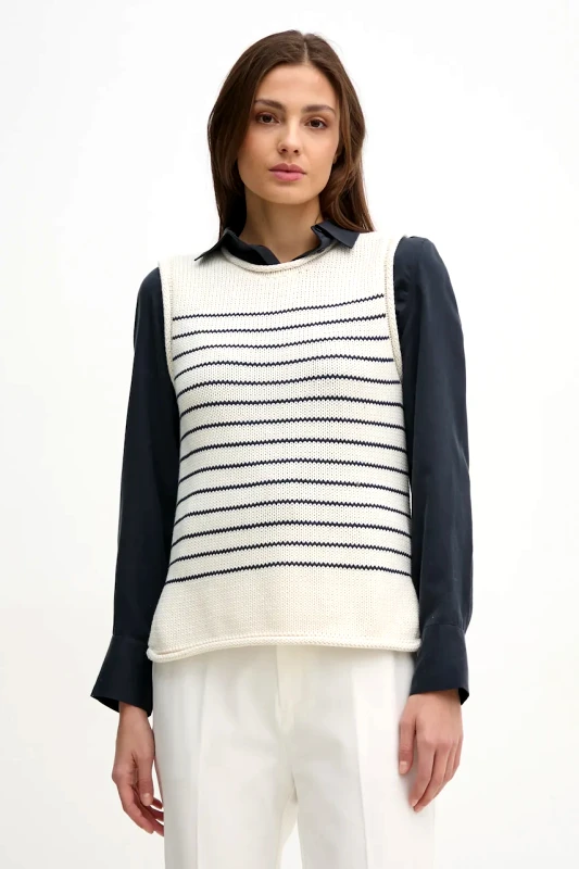 Mos Mosh Βαμβακερό γιλέκο Mos Mosh χρώμα: μπεζ, 168040