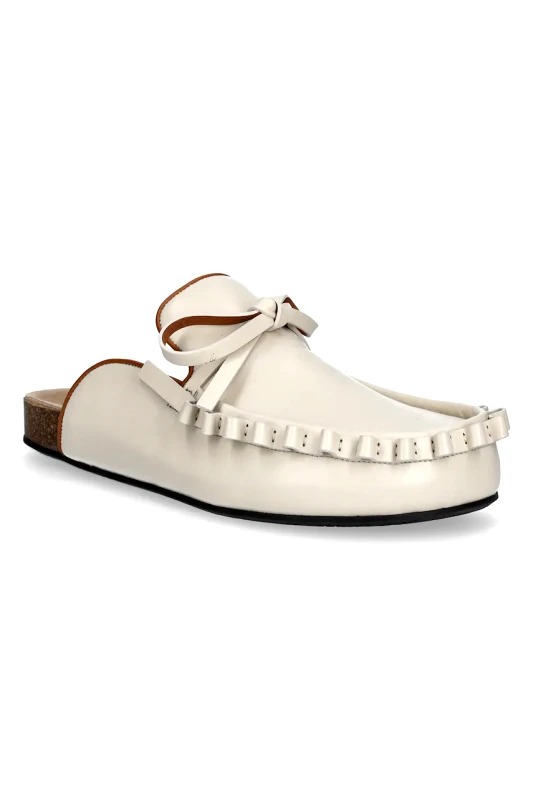 JW Anderson Δερμάτινες παντόφλες JW Anderson γυναικείες, χρώμα: μπεζ, LF0069 LA0323 002