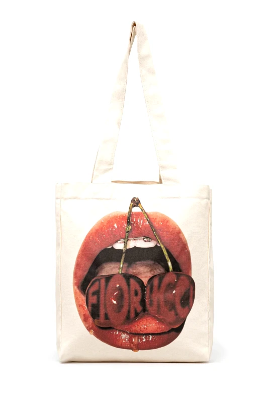 Fiorucci Βαμβακερή τσάντα Fiorucci Mouth Print χρώμα: μπεζ, U01FPABA207CO03WH02