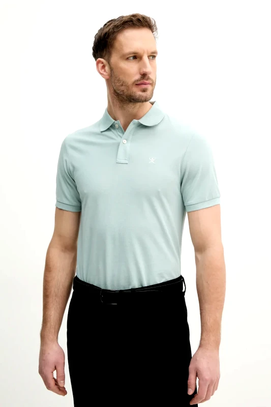 Hackett London Βαμβακερό μπλουζάκι πόλο Hackett London ανδρικό, χρώμα: πράσινο, HM563426