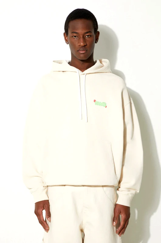 Marcelo Burlon Φούτερ Marcelo Burlon Solsticio Comfort Hoodie χρώμα: μπεζ, με κουκούλα, CMBB106S24FLE0060C50