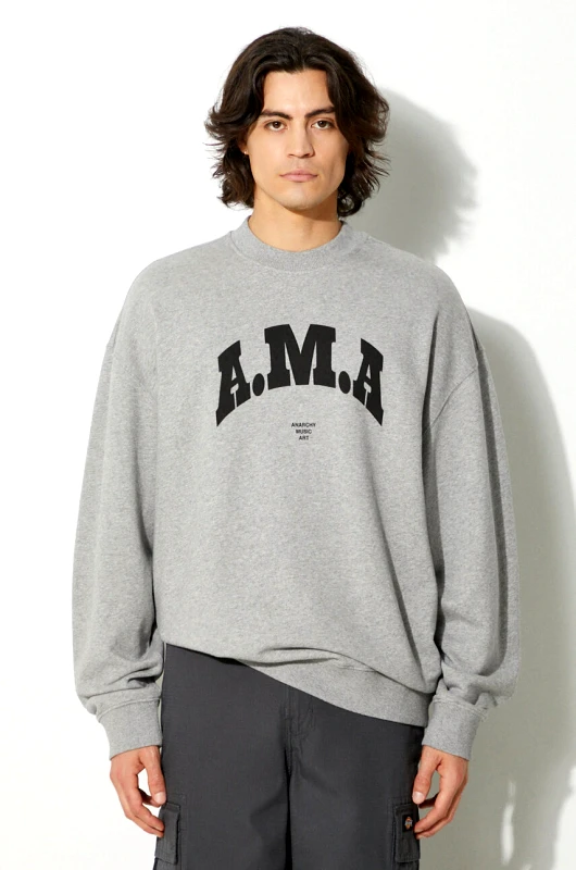Marcelo Burlon Βαμβακερή μπλούζα Marcelo Burlon Ama Comfort Crewneck χρώμα: γκρι, CMBA097F24FLE0030810