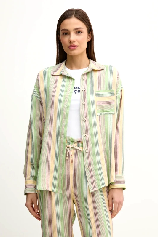 La Petite Française Πουκάμισο με μείγμα από λινό La Petite Française CHARLENE χρώμα: πράσινο, CHARLENE