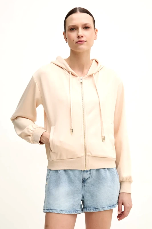 Gaudi Μπλούζα Gaudi χρώμα: μπεζ, με κουκούλα, 511BD64003