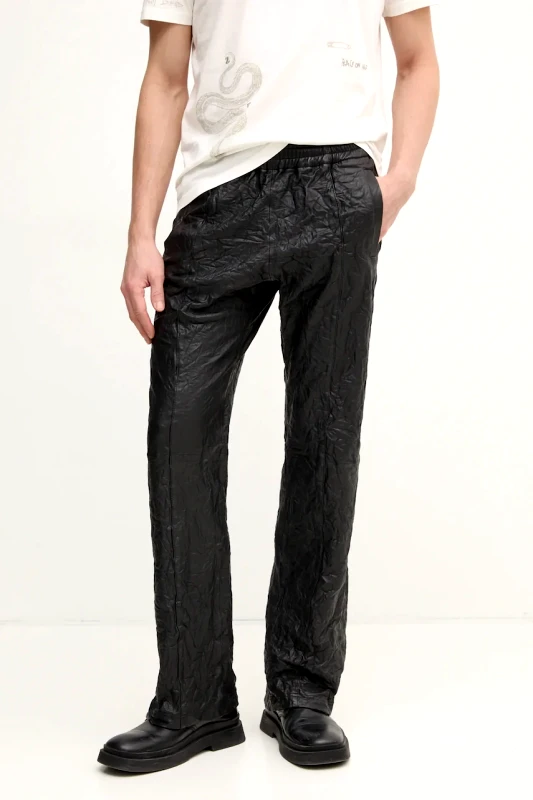 Zadig&Voltaire Δερμάτινο παντελόνι ZADIG&VOLTAIRE χρώμα: μαύρο, RMPA00016