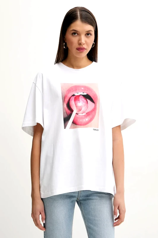 Fiorucci Βαμβακερό μπλουζάκι Fiorucci Lollipop Mouth Print Boxy T-Shirt