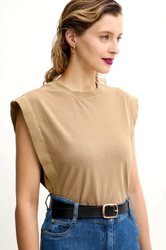 Sessun Βαμβακερό τοπ Sessun χρώμα: μπεζ, 25208002