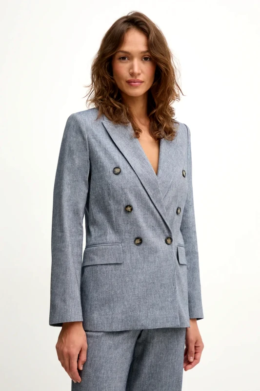 OUI Blazer με μείγμα λινών OUI χρώμα: μπλε, 91870