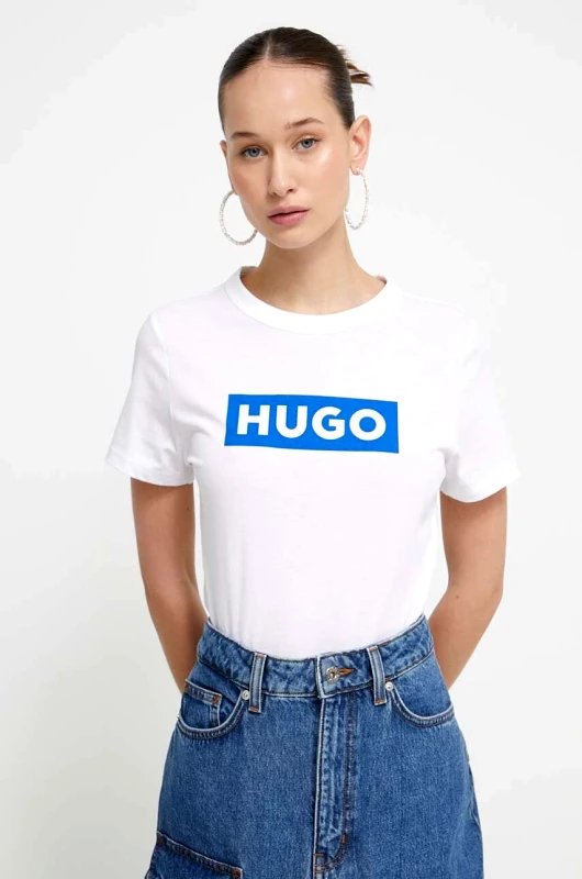 HUGO Blue Βαμβακερό μπλουζάκι Hugo Blue San Jared-C