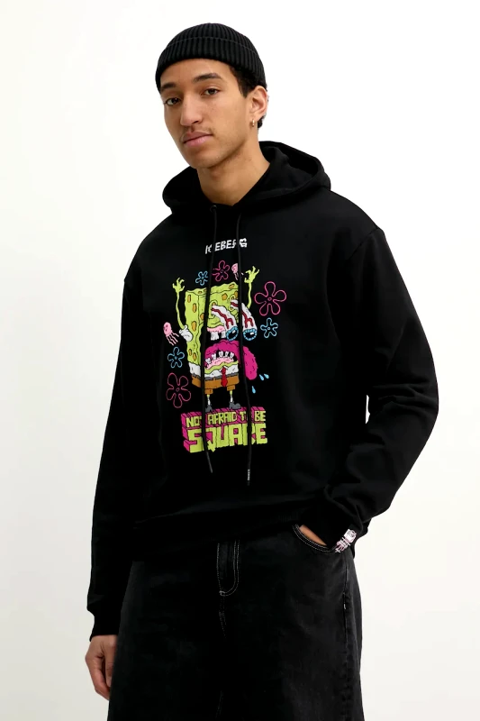 Iceberg Βαμβακερή μπλούζα Iceberg χρώμα: μαύρο, με κουκούλα, E60A 6334