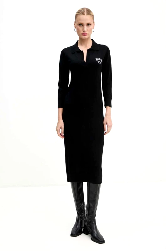 Iceberg Μάλλινο φόρεμα Iceberg χρώμα: μαύρο, AH02 9000