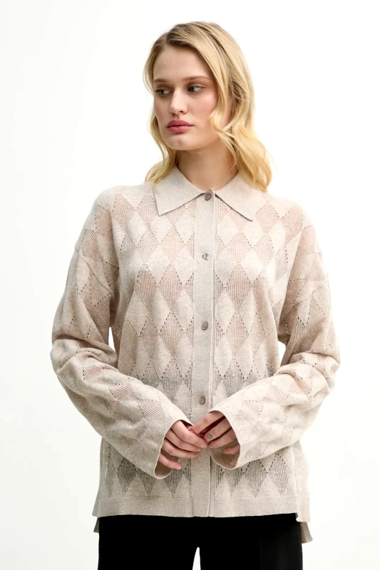 Aeron Ζακέτα με λινό μείγμα AERON TAMARA χρώμα: μπεζ, SH190561