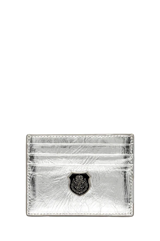 The Kooples Δερμάτινη θήκη για κάρτες The Kooples χρώμα: ασημί, AFPM30000K