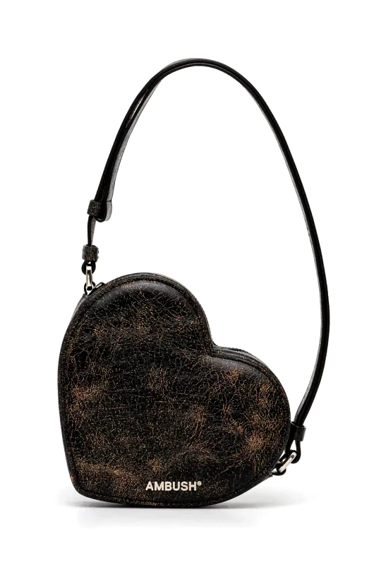 Ambush Τσάντα AMBUSH Crackle Heart Shoulder Bag χρώμα: μαύρο, BWNN006F24LEA0011000