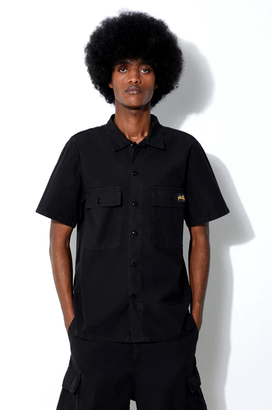 Stan Ray Βαμβακερό πουκάμισο Stan Ray Cpo Short Sleeve ανδρικό, χρώμα: μαύρο, SS2401963