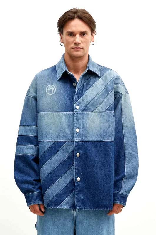 Ambush Πουκάμισο μπουφάν AMBUSH Patchwork Denim Shirt Vintage BMYD003F24DEN0014400