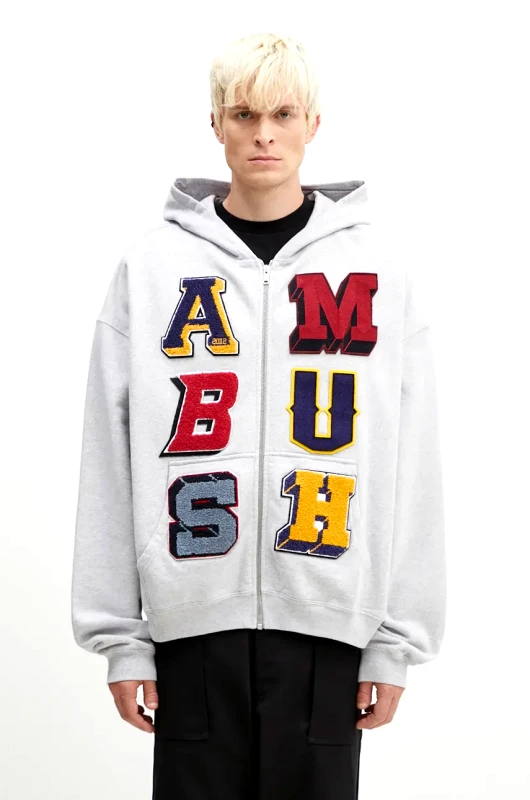 Ambush Μπλούζα AMBUSH Zip Up Sweatshirt χρώμα: γκρι, με κουκούλα, BMBE003F24FLE0020505