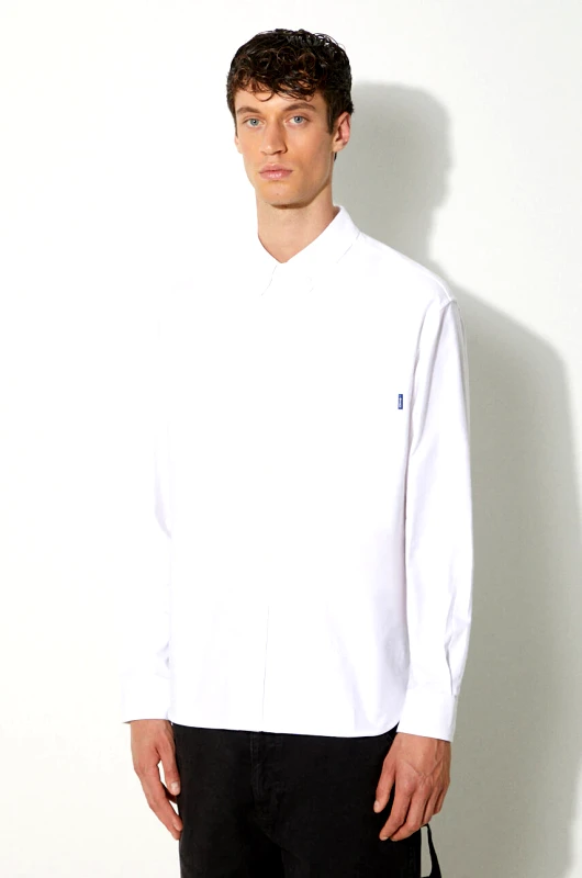 Awake NY Βαμβακερό πουκάμισο Awake NY Embroidered Oxford Shirt ανδρικό, χρώμα: άσπρο, SP24-TP001