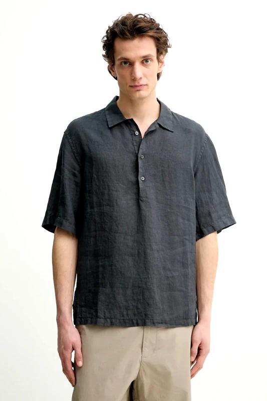 BARENA VENEZIA Λινό πόλο BARENA VENEZIA Camicia Mola χρώμα: γκρι, CAU5072.3007