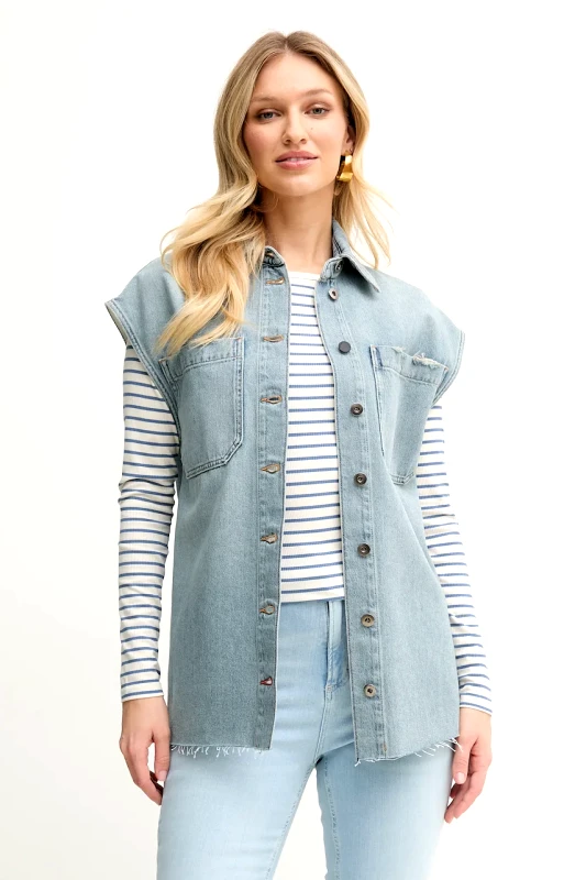 Liviana Conti Γιλέκο τζιν Liviana Conti γυναικείο, χρώμα: μπλε, L5SY50