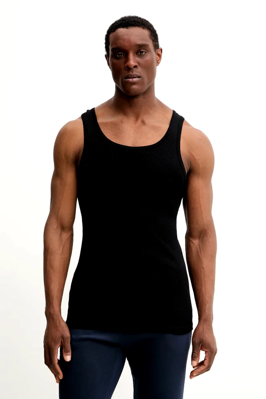 Resteröds Βαμβακερό μπλουζάκι Resteröds ORIGINAL ribtank GOTS 2-pack χρώμα: μαύρο, 7027.1