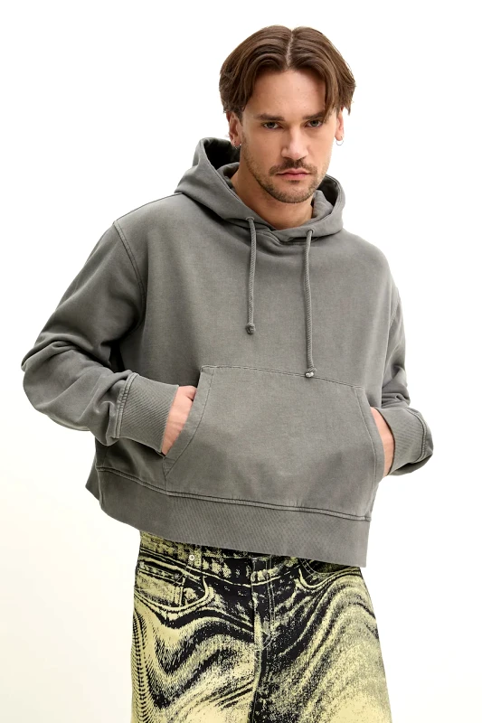 Camperlab Βαμβακερή μπλούζα CAMPERLAB χρώμα: γκρι, με κουκούλα, AU00018.001