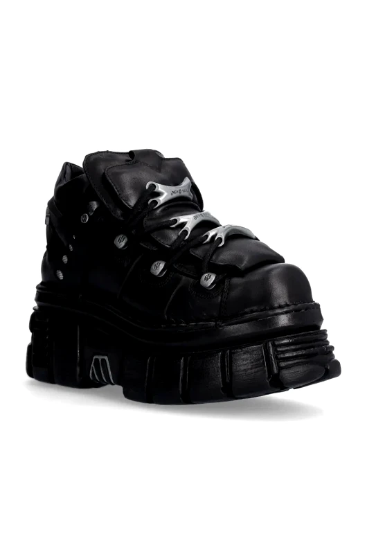 New Rock Δερμάτινα αθλητικά παπούτσια New Rock Negro + Nomada Negro + Tower Negro Lateral E-14 χρώμα: μαύρο, M-106-S29