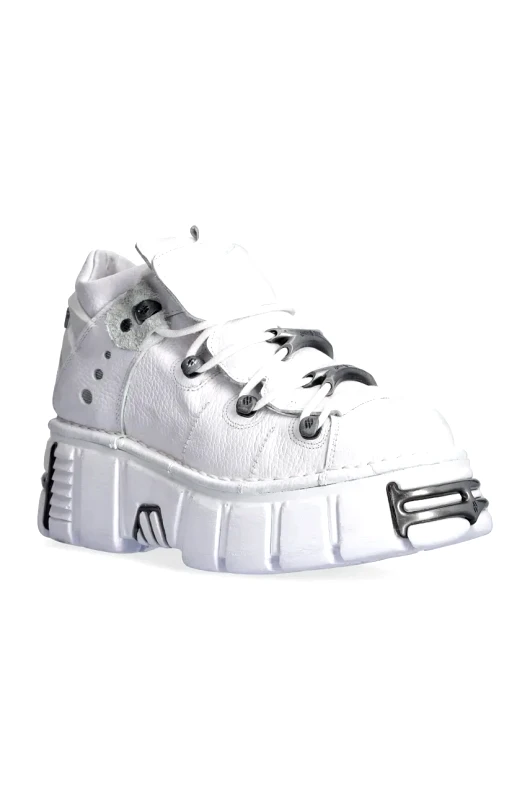 New Rock Δερμάτινα αθλητικά παπούτσια New Rock Napa Blanca + Tower Blanco Acero χρώμα: άσπρο, M-106N-S18