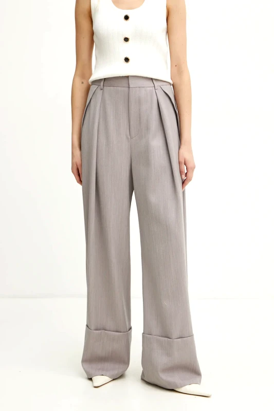 Victoria Beckham Μάλλινα παντελόνια Victoria Beckham χρώμα: μοβ, 1125WTR006059A