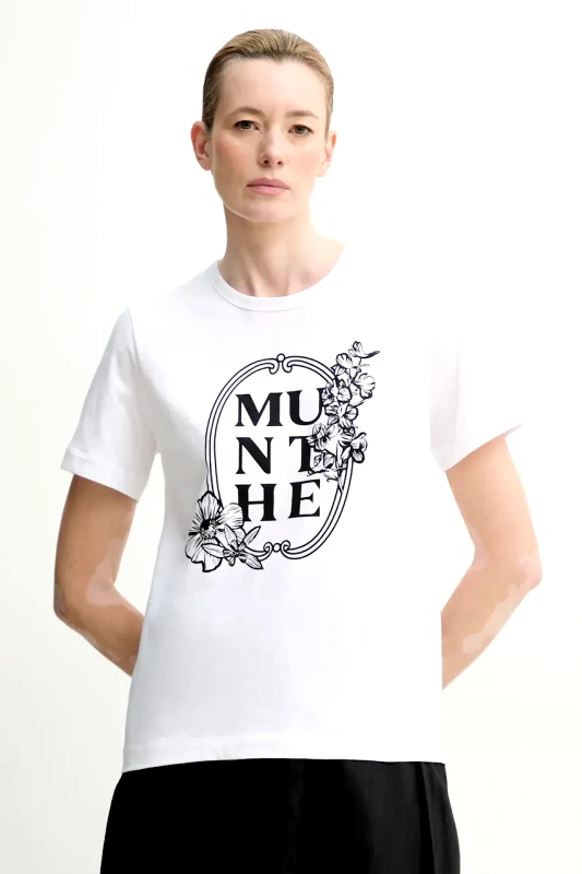 MUNTHE Βαμβακερό μπλουζάκι MUNTHE FYNELLA