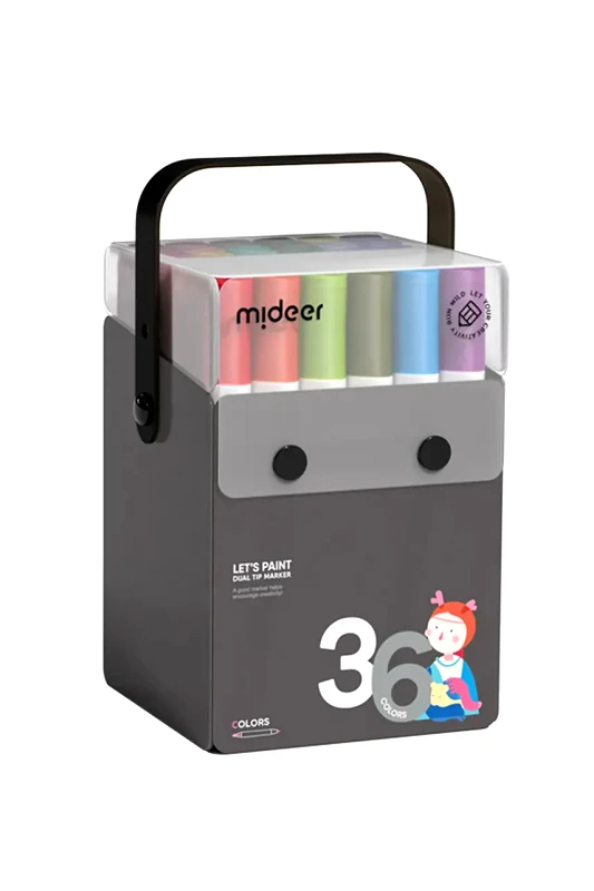 Mideer Ημιδιαφανείς μαρκαδόροι με διπλή μύτη Mideer 36-pack χρώμα: πολύχρωμο