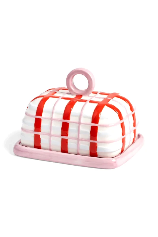 &k amsterdam Βουτυριέρα &k amsterdam Plaid Pink χρώμα: πολύχρωμο