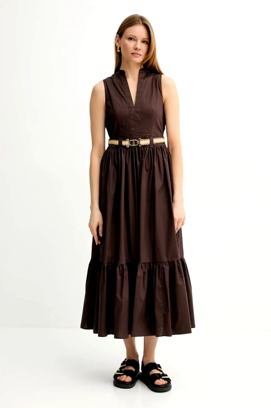 Twinset Φόρεμα Twinset χρώμα: καφέ, 251TT2101