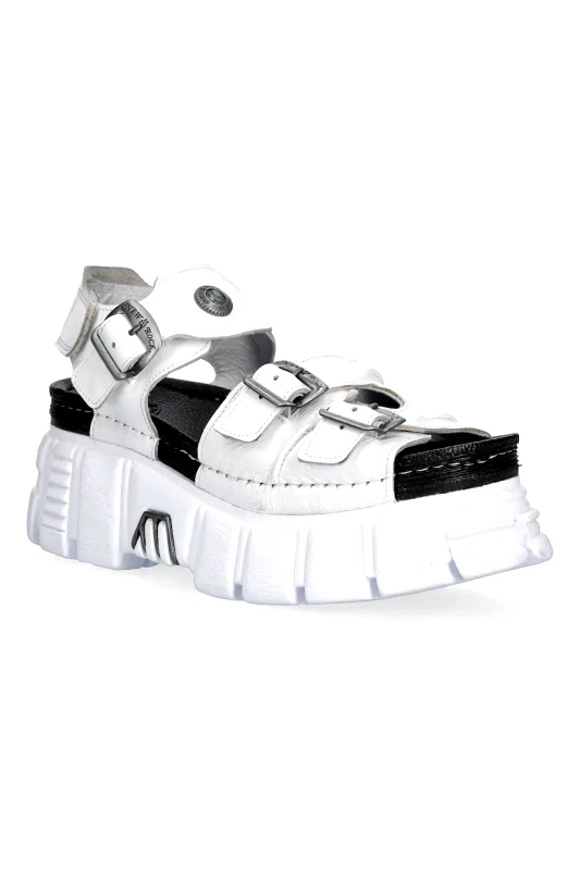 New Rock Δερμάτινα σανδάλια New Rock CHAROL ARRUGADO χρώμα: άσπρο, M-BIOS101-C3