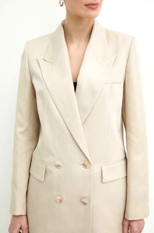 Ivy Oak Λινό πανωφόρι Ivy Oak χρώμα: μπεζ, IO119095