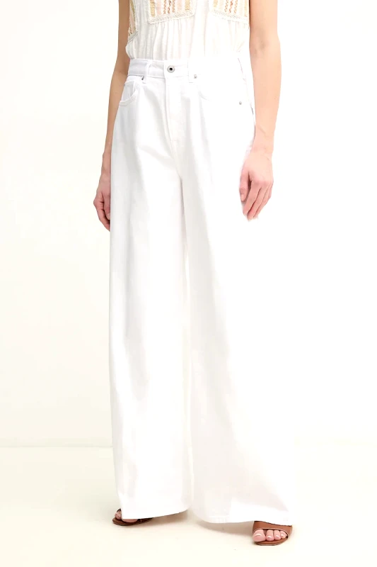Pepe Jeans Τζιν παντελόνι Pepe Jeans WIDE LEG JEANS UHW JAIMY χρώμα: άσπρο, PL204740TC5