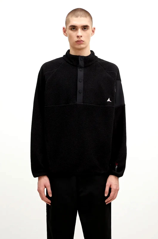 ROA Φλις μπουφάν ROA Polartec Fleece Button Up χρώμα: μαύρο, RBMW0245FA191