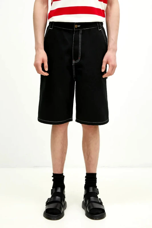 Icecream Τζιν σορτς ICECREAM Canvas Carpenter Shorts χρώμα: μαύρο, ICW002